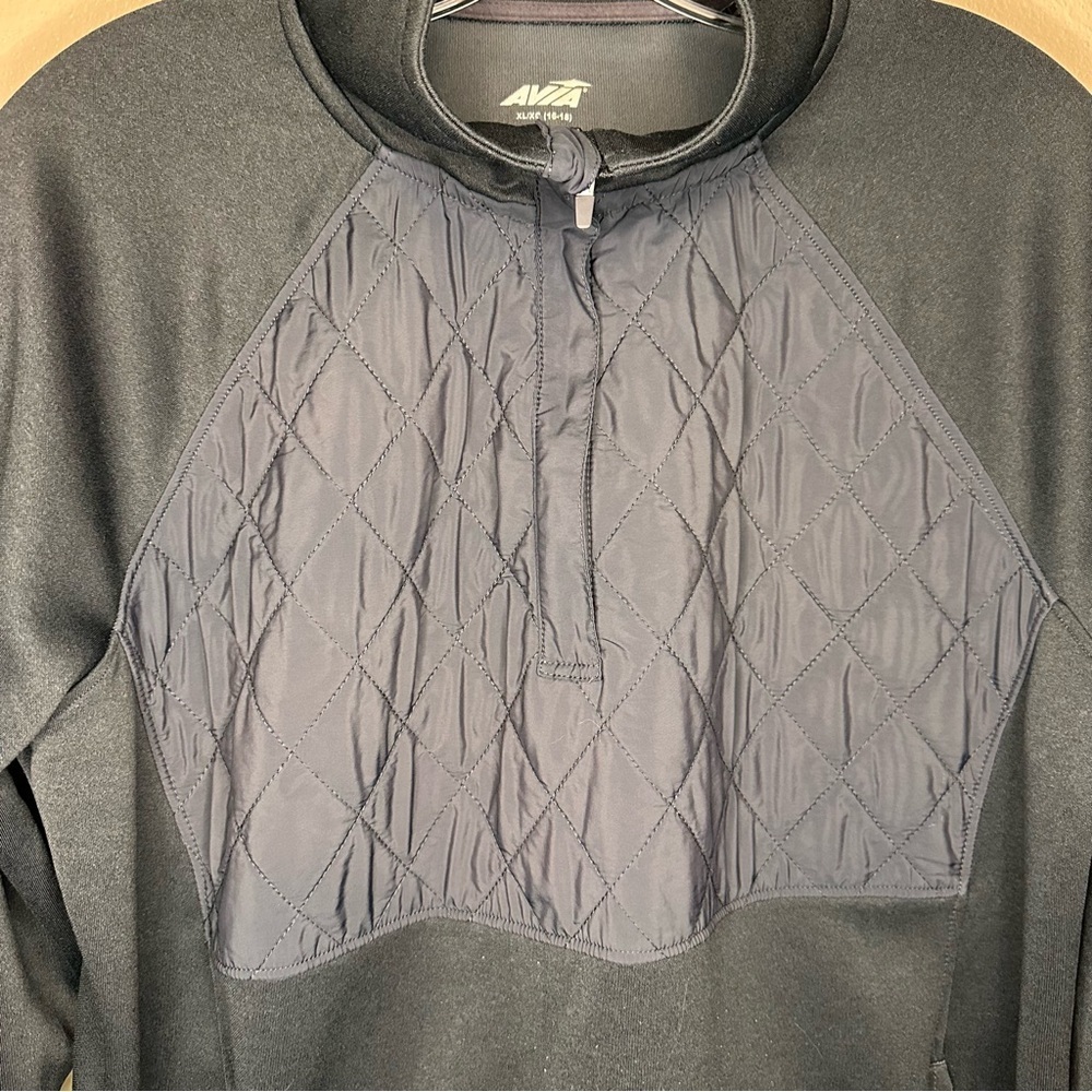 Avia Black Quilted 1/2 Zip Pullover Sweatshirt Size XL - Picture 2 of 5